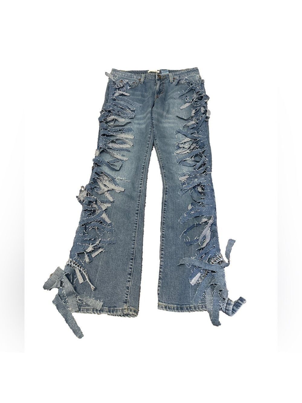 Levi’s Vintage Custom Distressed Fringe Statement Festival Denim Jeans Size 9